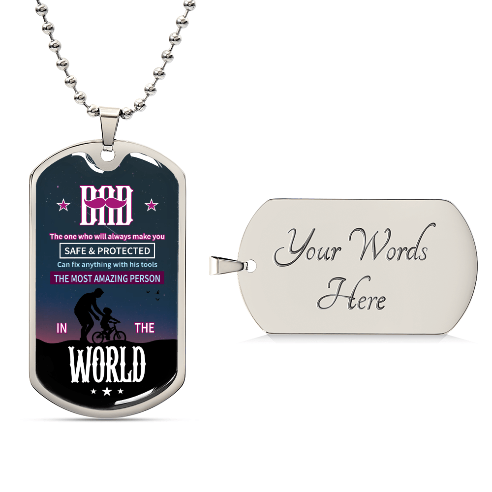 Dad Luxury Graphic Dog Tag Necklace - Beauty Belliss