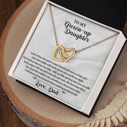 sentimental necklace from father to daughter paired with a loving messag