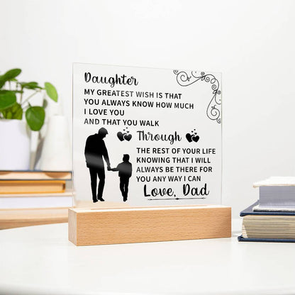 Daughter Acrylic Square Plaque - Beauty Belliss