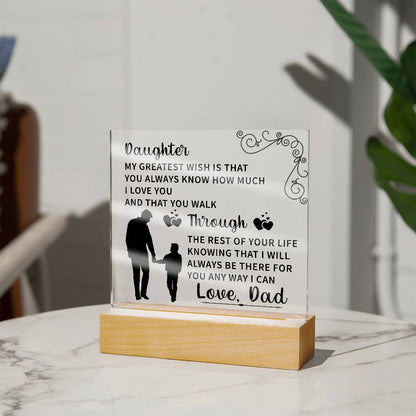 Daughter Acrylic Square Plaque - Beauty Belliss