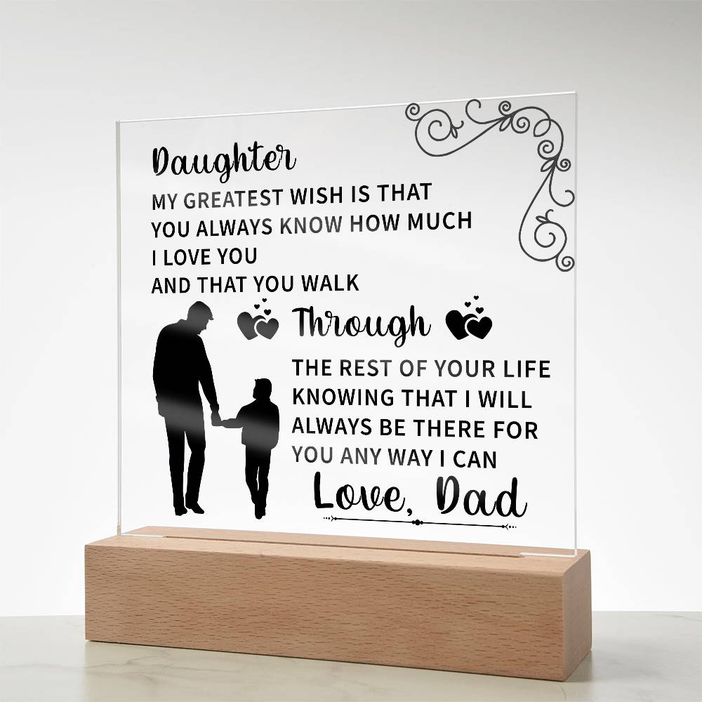 Daughter Acrylic Square Plaque - Beauty Belliss