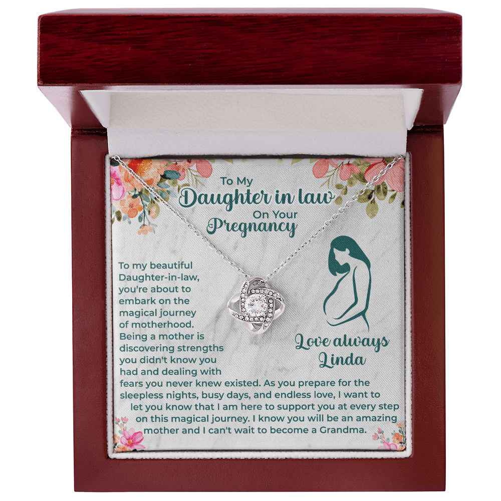 necklace for pregnant daughter-in-law presented in an elegant keepsake gift box