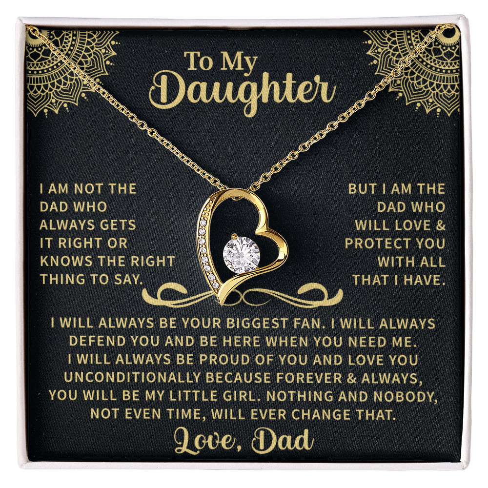 daughter wearing a forever love necklace in a joyful everyday moment