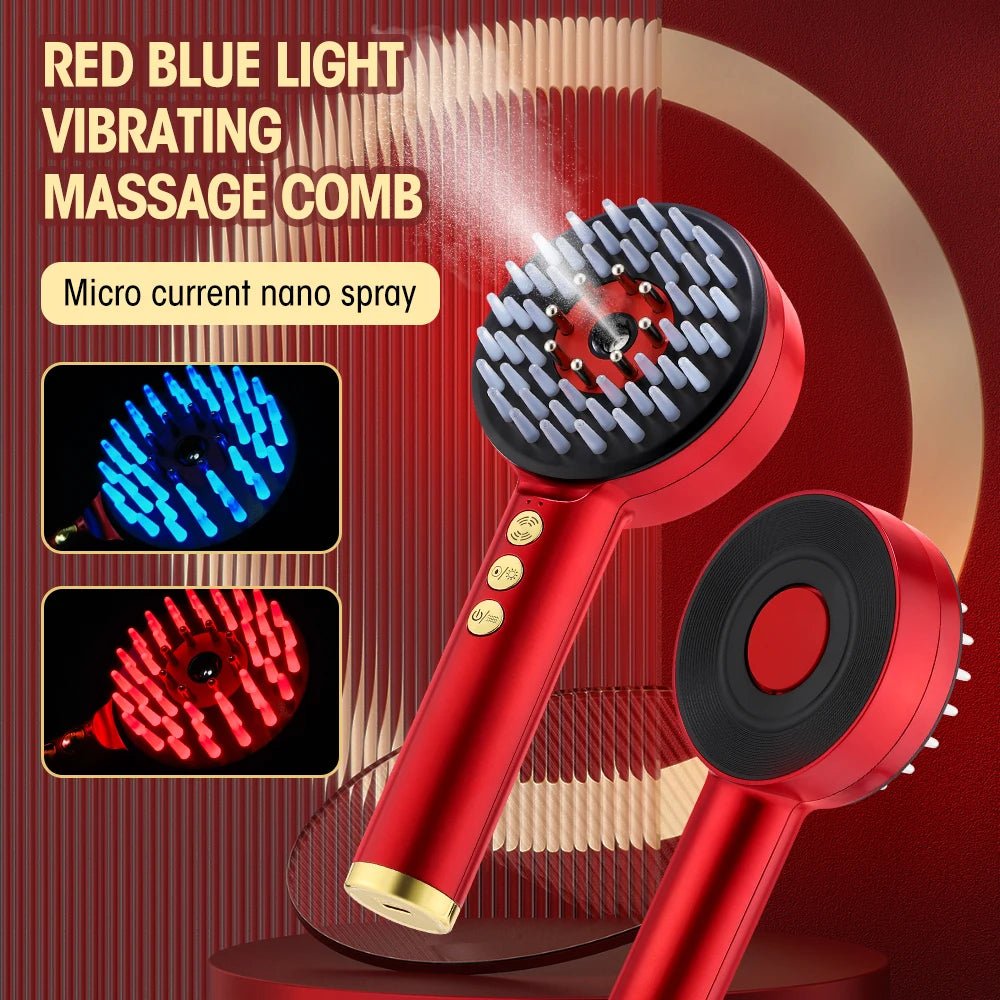 EMS Electric Scalp Massage Comb with Light Therapy – Hair Growth & Anti - Hair Loss Brush - Beauty Belliss