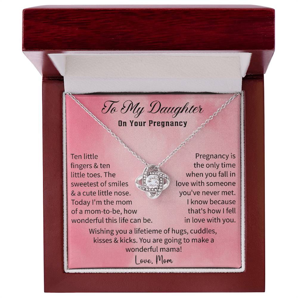 elegant necklace gift for expecting daughter presented in jewelry box
