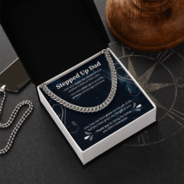 Gift to My Stepped Up Dad Necklace for Stepped Up Dad Stepfather, Thank You for Everything My Step Dad Fathers Day Cards, Father's Day Necklace, Gifts for Step Dads On Father S Day - Beauty Belliss