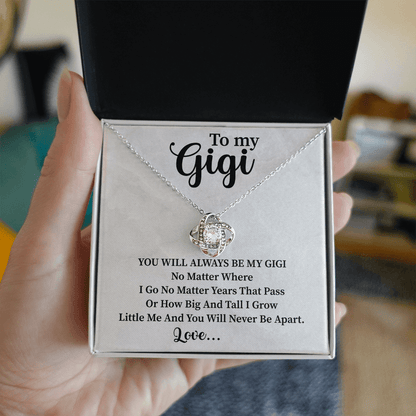 necklace for Gigi presented in a gift box for a heartfelt family surprise