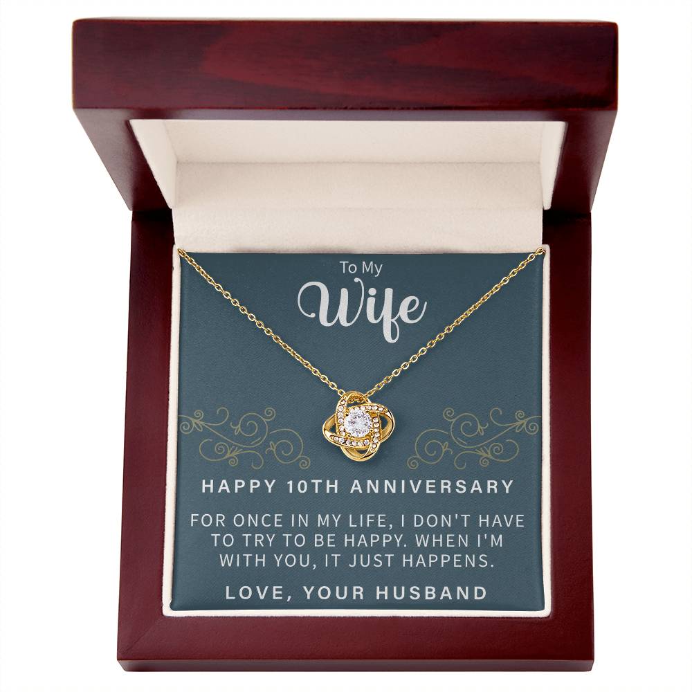 HAPPY 10TH ANNIVERSARY Love Knot Necklace - Beauty Belliss
