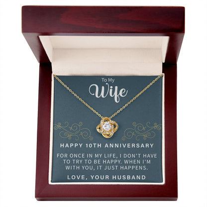HAPPY 10TH ANNIVERSARY Love Knot Necklace - Beauty Belliss