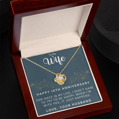 HAPPY 10TH ANNIVERSARY Love Knot Necklace - Beauty Belliss