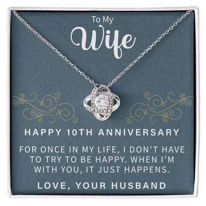 HAPPY 10TH ANNIVERSARY Love Knot Necklace - Beauty Belliss