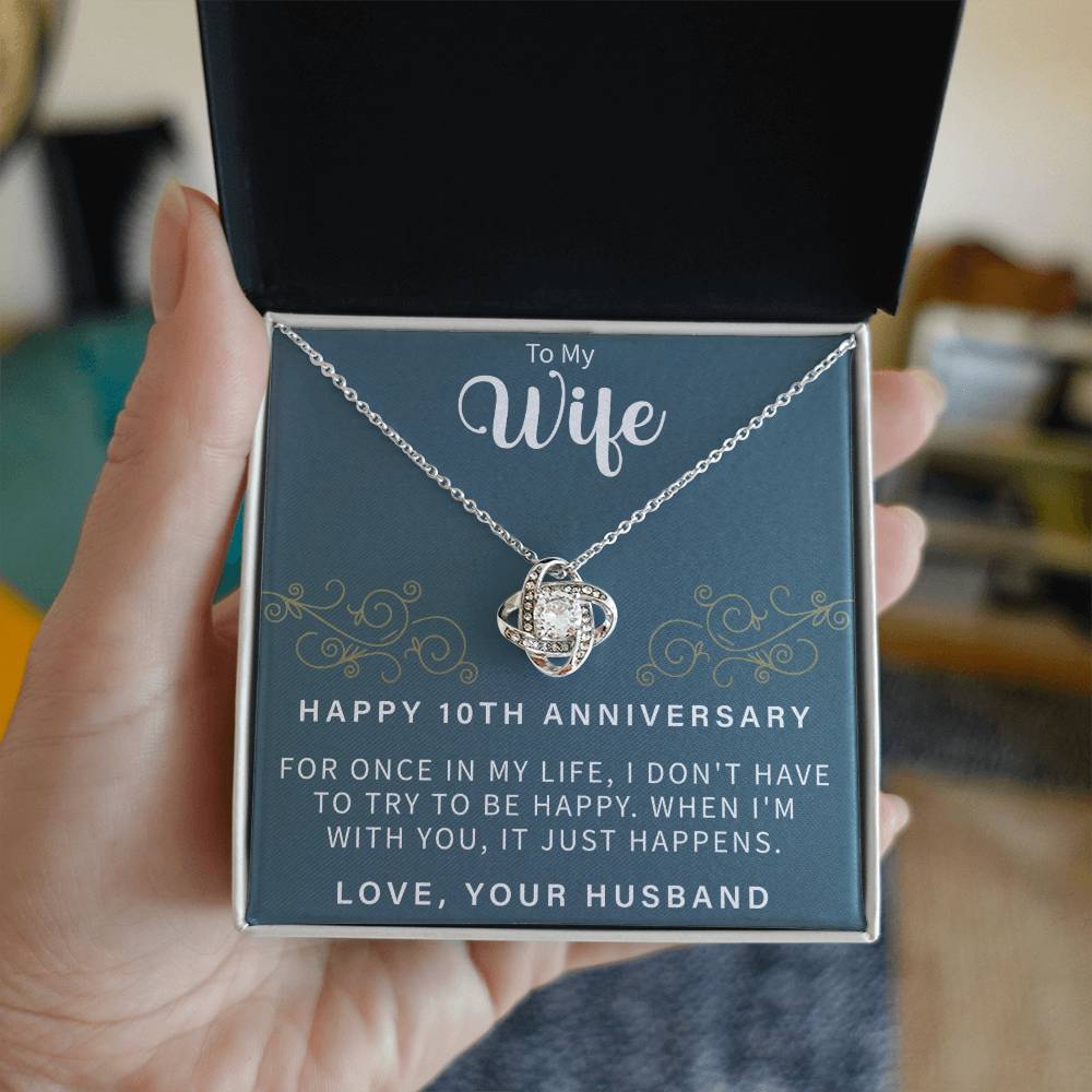 HAPPY 10TH ANNIVERSARY Love Knot Necklace - Beauty Belliss