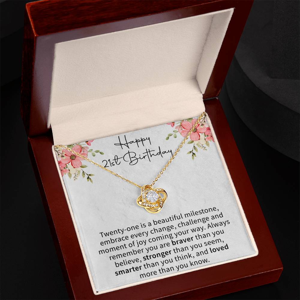 Happy 21st Birthday Love Knot Necklace - Gifts for 21st Birthday - Beauty Belliss