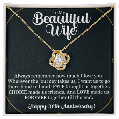 Happy 36th Anniversary Love Knot Necklace - 36th Anniversary gifts - Beauty Belliss
