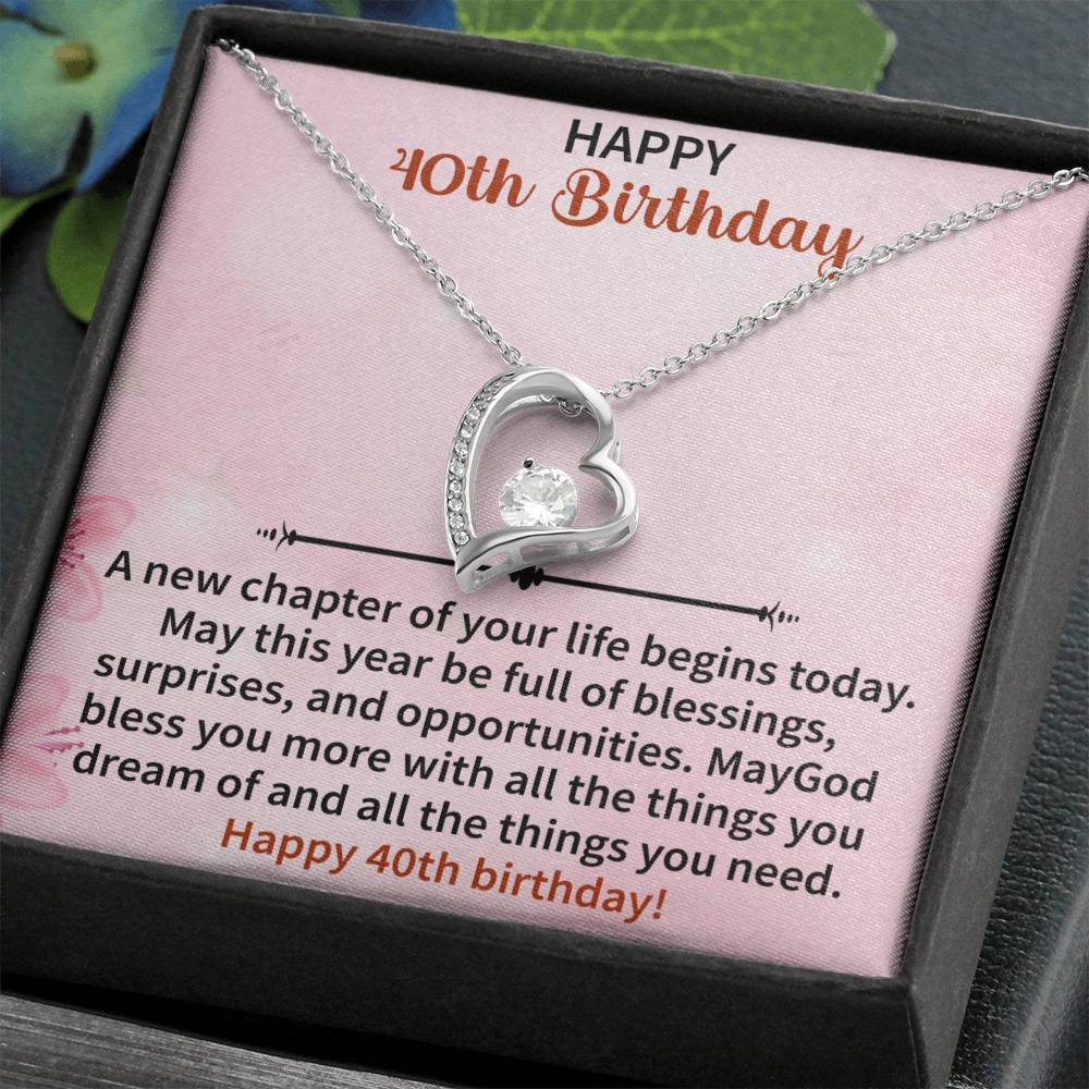 Happy 40th Birthday Forever Love Necklace - Beauty Belliss