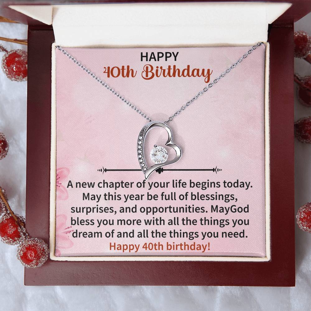 Happy 40th Birthday Forever Love Necklace - Beauty Belliss