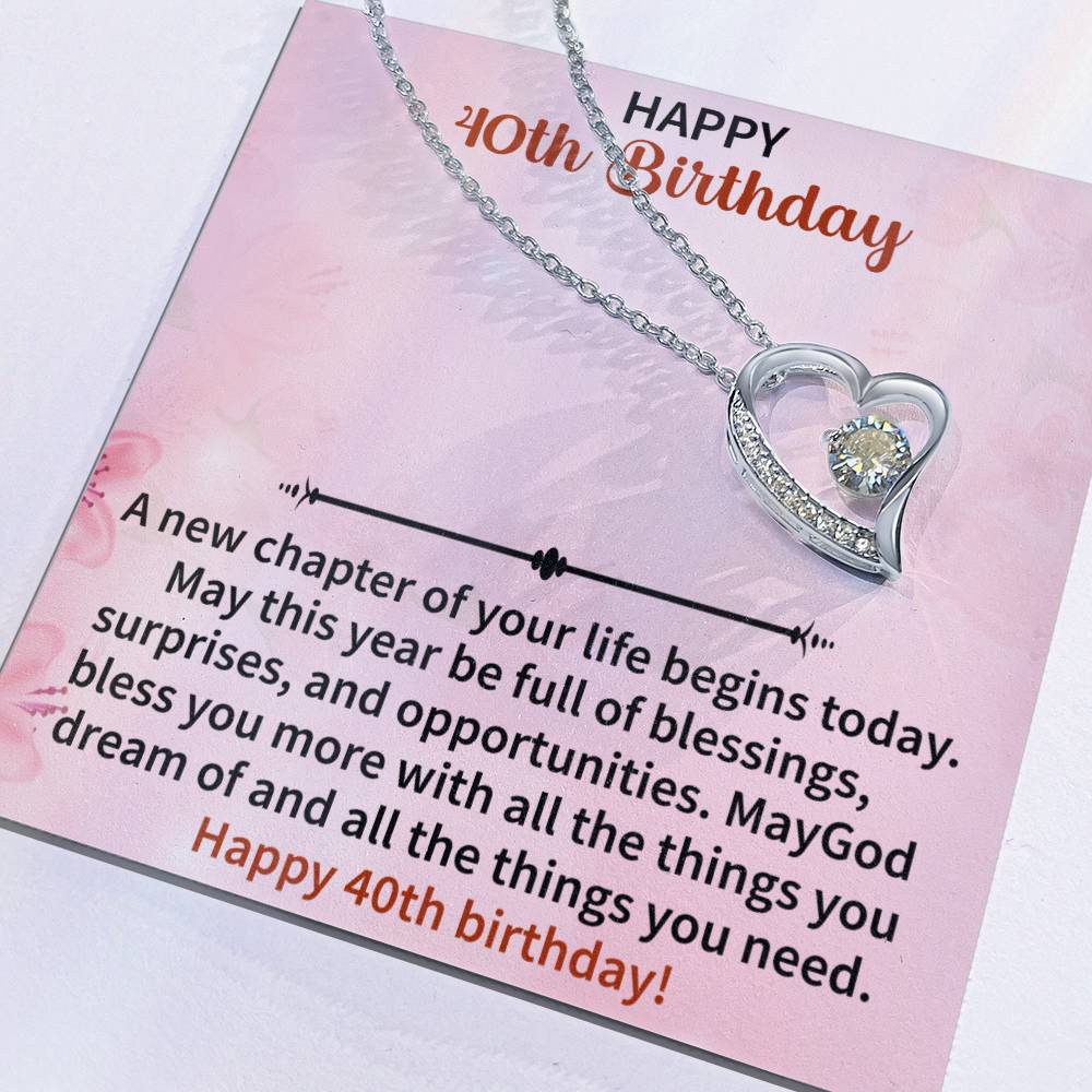 Happy 40th Birthday Forever Love Necklace - Beauty Belliss