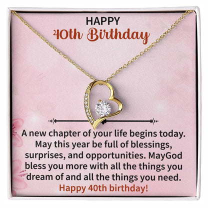 Happy 40th Birthday Forever Love Necklace - Beauty Belliss