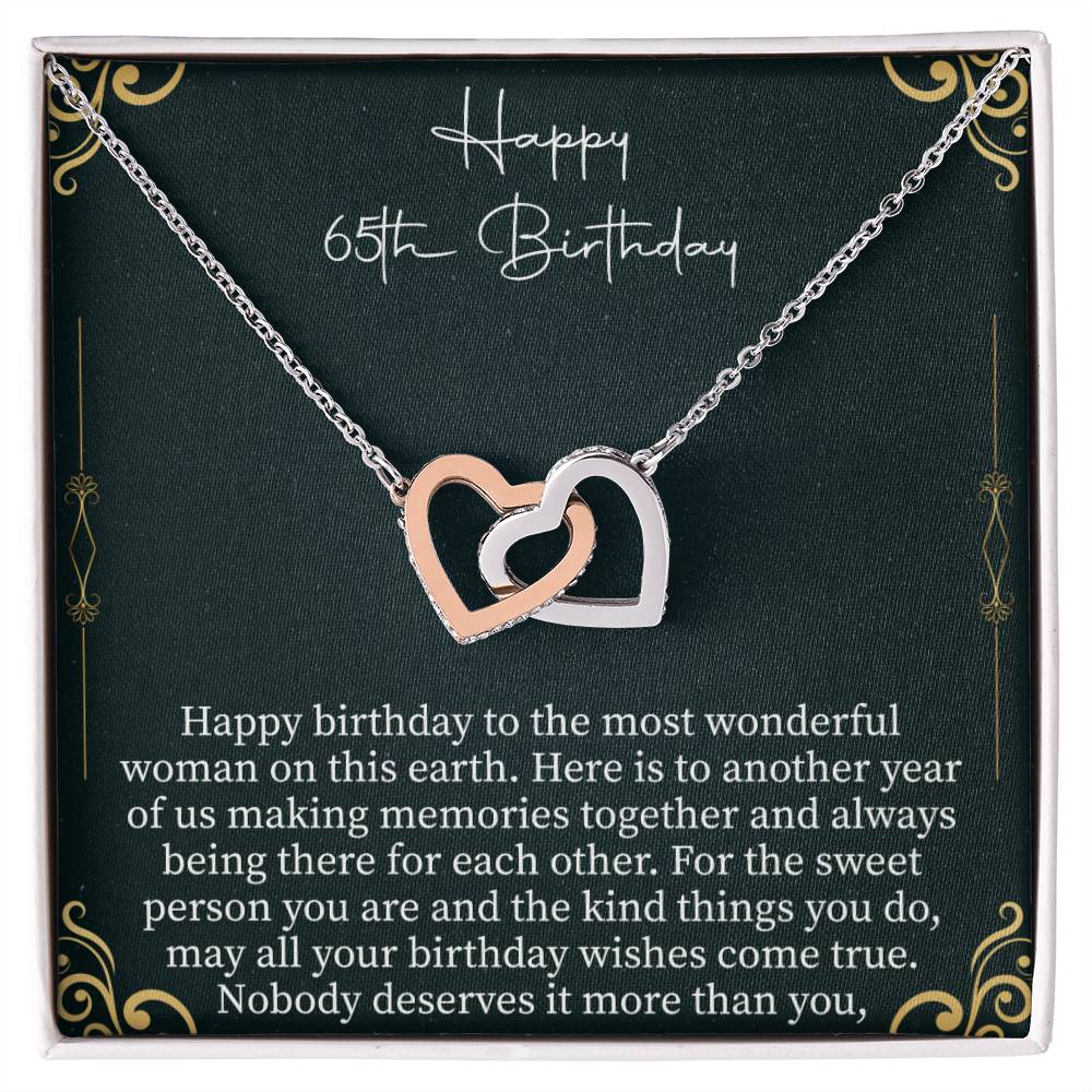interlocking hearts necklace gift celebrating a joyful 65th birthday milestone