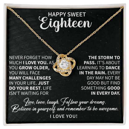 Happy sweet Eighteen Love Knot Necklace - Beauty Belliss
