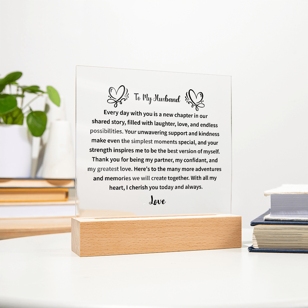 heartfelt acrylic plaque gift for husband expressing gratitude and affection