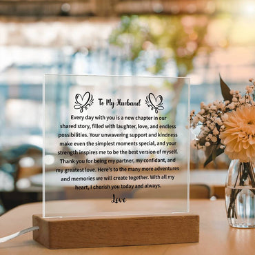 acrylic plaque for husband presented in a gift box for a thoughtful surprise