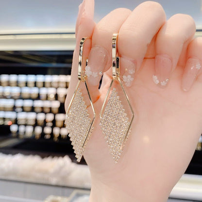 Luxury Geometric Diamond Earrings with Sterling Silver Needle – Elegant & Fully Jeweled - Beauty Belliss