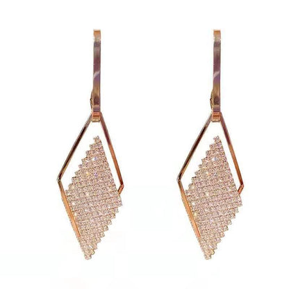 Luxury Geometric Diamond Earrings with Sterling Silver Needle – Elegant & Fully Jeweled - Beauty Belliss