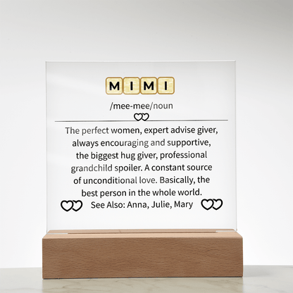 MIMI Acrylic Square Plaque - Beauty Belliss