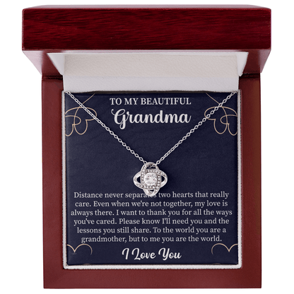 meaningful necklace for grandma paired with a loving message card