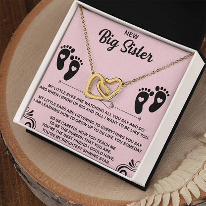 New Big Sister Interlocking Hearts Necklace - Big Sister gifts - Beauty Belliss