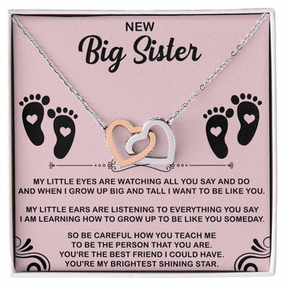 New Big Sister Interlocking Hearts Necklace - Big Sister gifts - Beauty Belliss