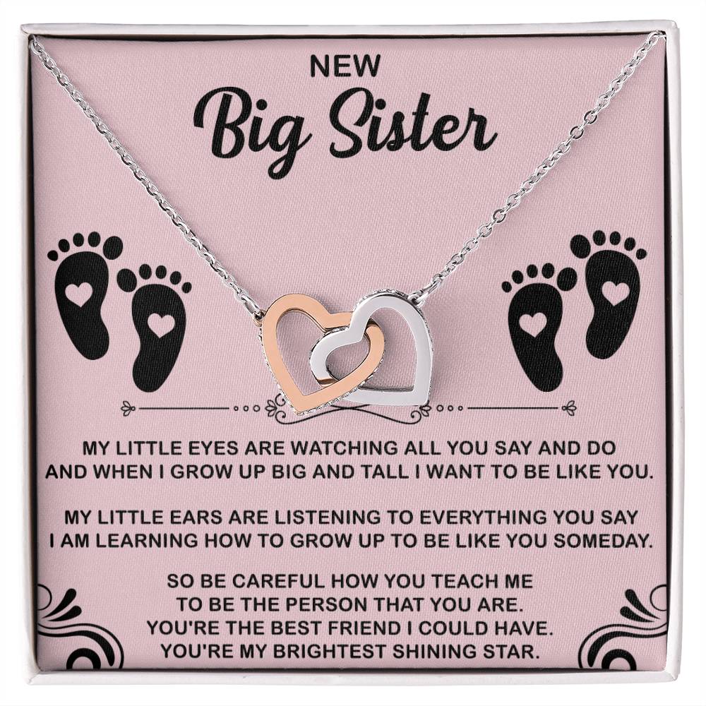 interlocking hearts necklace gift for new big sister celebrating her special new role