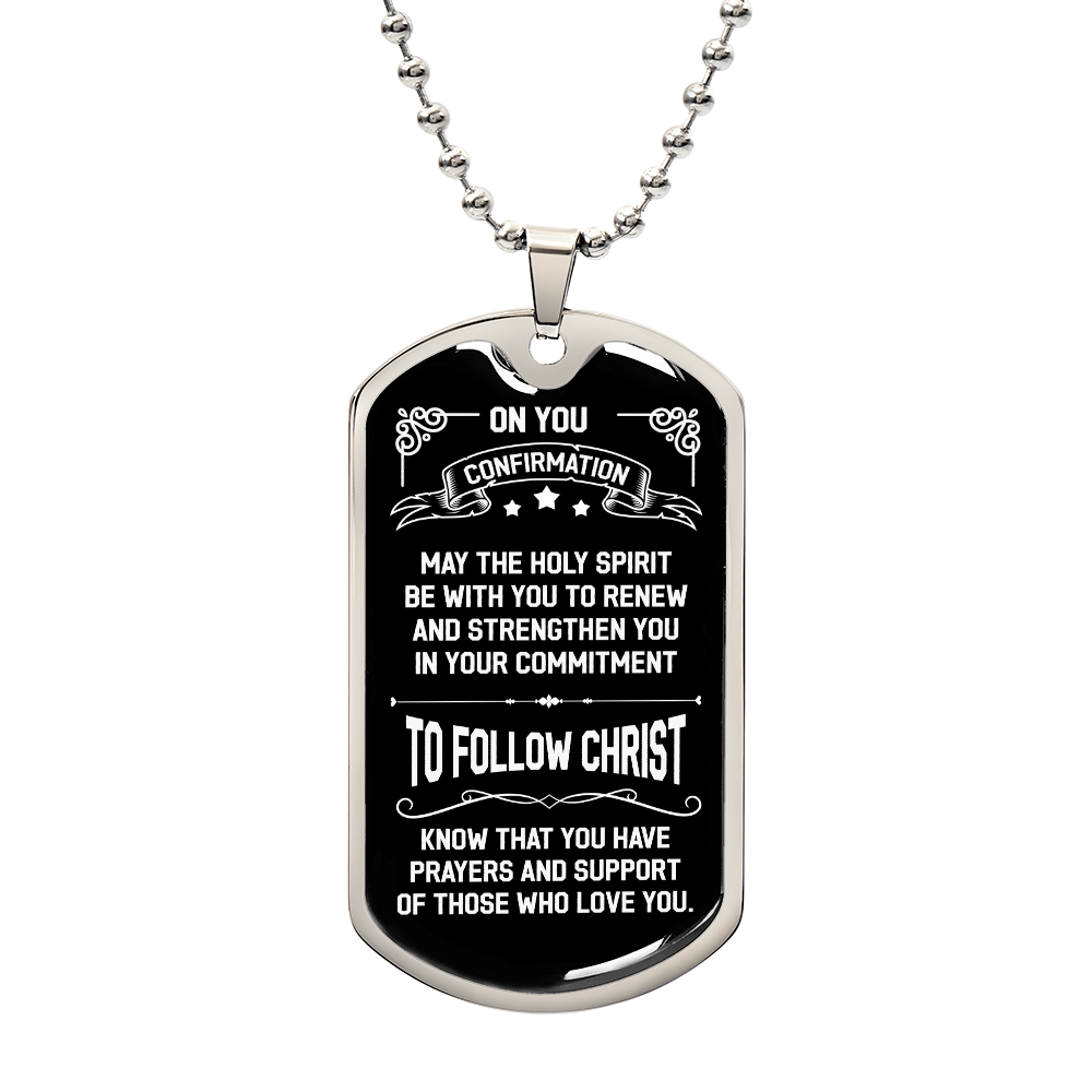 On you Confirmation Luxury Graphic Dog Tag Necklace - Beauty Belliss