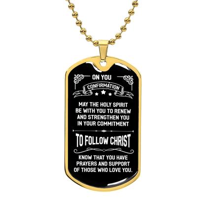 On you Confirmation Luxury Graphic Dog Tag Necklace - Beauty Belliss