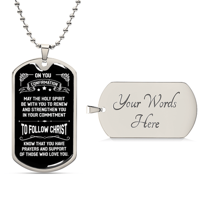 On you Confirmation Luxury Graphic Dog Tag Necklace - Beauty Belliss