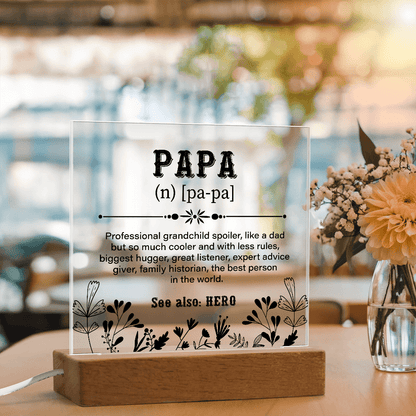 Papa Definition Acrylic Square Plaque - Fathers day gifts - Beauty Belliss
