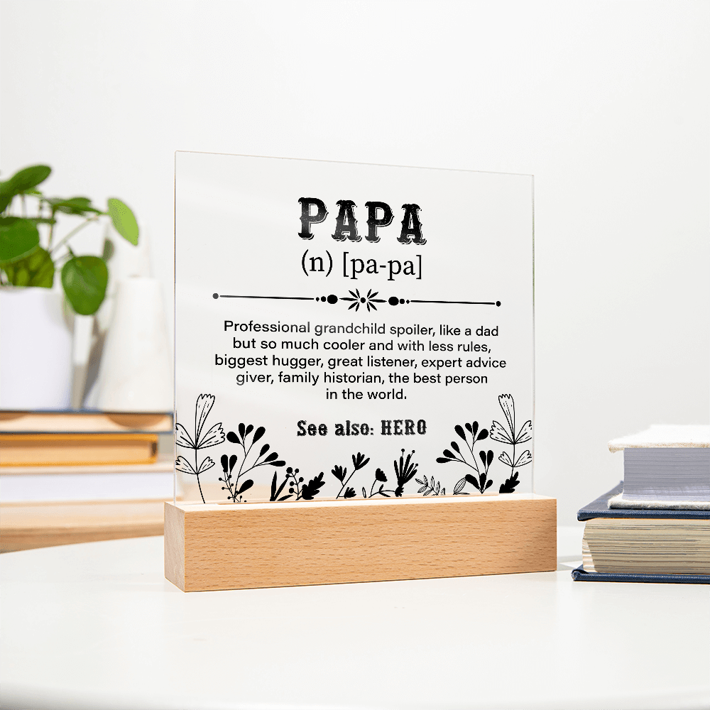 Papa Definition Acrylic Square Plaque - Fathers day gifts - Beauty Belliss