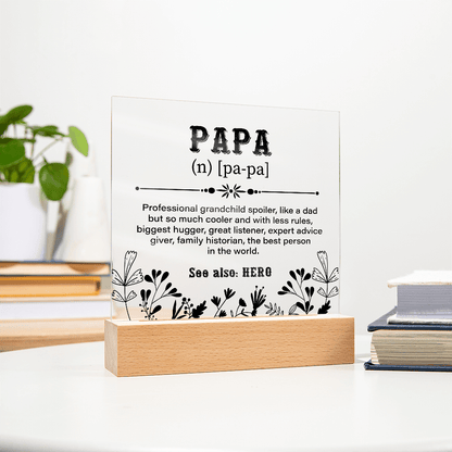 Papa Definition Acrylic Square Plaque - Fathers day gifts - Beauty Belliss