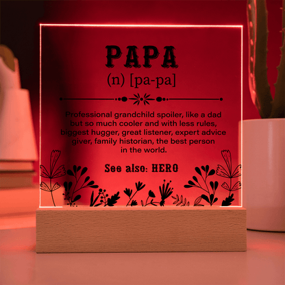 Papa Definition Acrylic Square Plaque - Fathers day gifts - Beauty Belliss