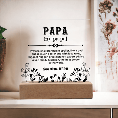 Papa Definition Acrylic Square Plaque - Fathers day gifts - Beauty Belliss