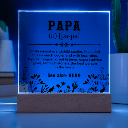Papa Definition Acrylic Square Plaque - Fathers day gifts - Beauty Belliss