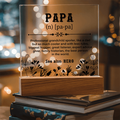 Papa Definition Acrylic Square Plaque - Fathers day gifts - Beauty Belliss
