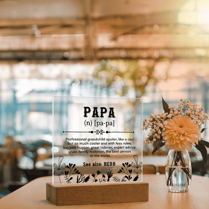 Papa Definition Acrylic Square Plaque - Fathers day gifts - Beauty Belliss