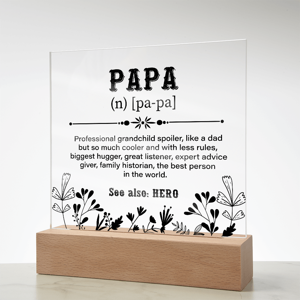 Papa Definition Acrylic Square Plaque - Fathers day gifts - Beauty Belliss