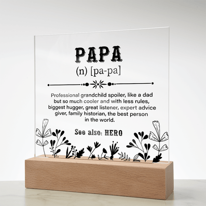 Papa Definition Acrylic Square Plaque - Fathers day gifts - Beauty Belliss