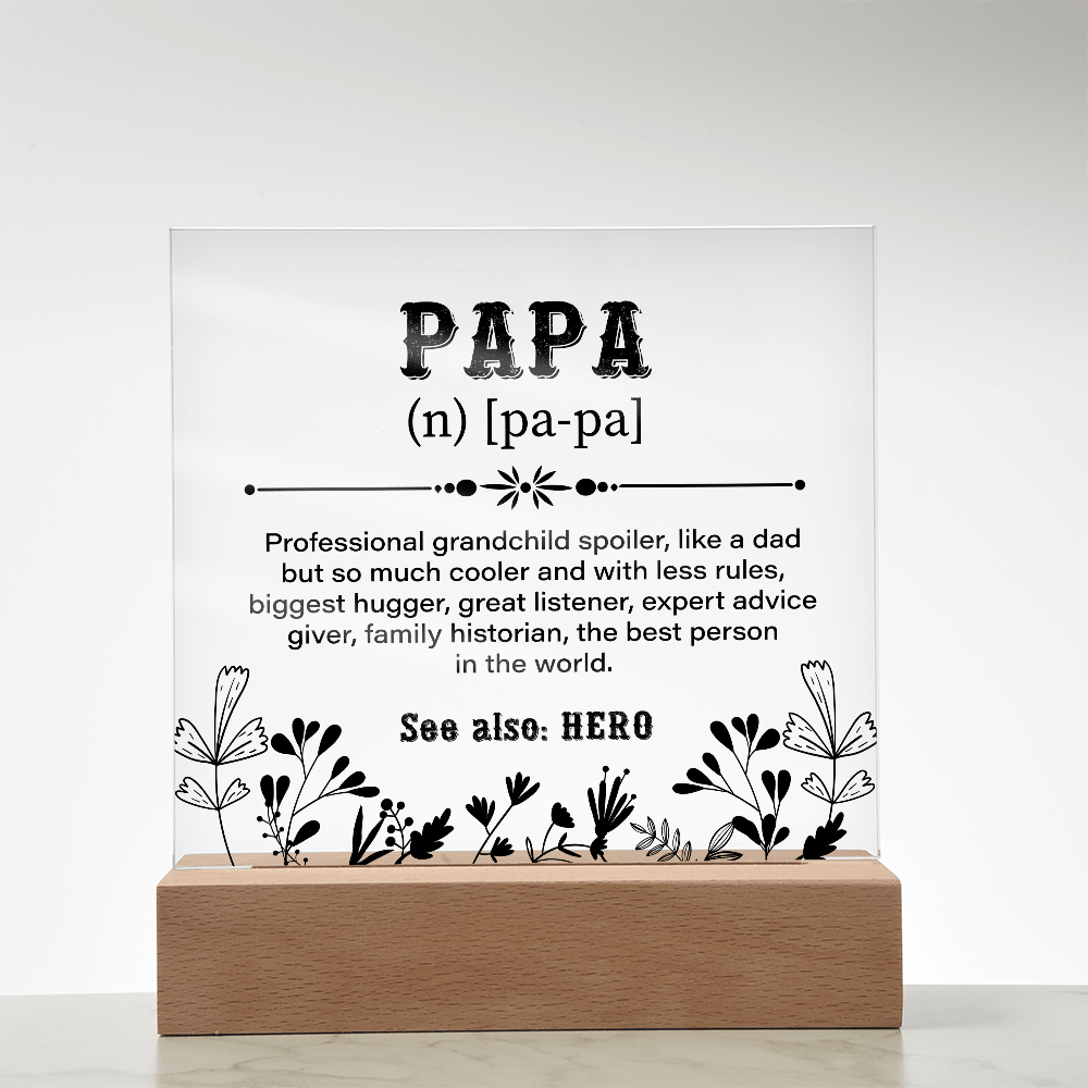 Papa Definition Acrylic Square Plaque - Fathers day gifts - Beauty Belliss