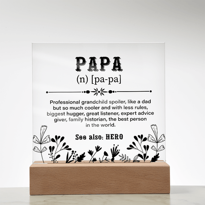 Papa Definition Acrylic Square Plaque - Fathers day gifts - Beauty Belliss