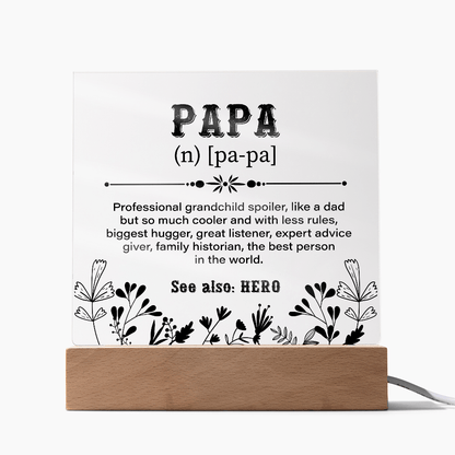 Papa Definition Acrylic Square Plaque - Fathers day gifts - Beauty Belliss
