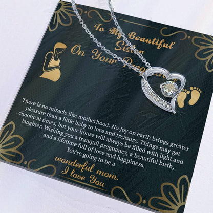 Pregnant Sister Gift For First Time Mom Gift, Pregnancy Necklace For Big Sister Reveal, Mom To Be Gift For Sister - Beauty Belliss